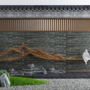 新中式庭院景墙3D模型下载